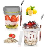 2 Stück Haferbehälter Overnight Oats Gläser Hafergläser für Übernachtung Glas Müslibecher to go kinder mit Deckel und, 350ml