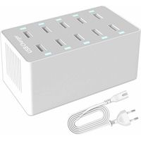 Station de Charge USB, hub Chargeur USB de 50 W à 10 Ports, Chargeur USB multiport avec Smart Detect, Compatible avec iPhone, Galaxy, Tablette iPad et Autres appareils de Charge USB-LIAIKI
