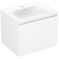 Mexen Rivel Badezimmerunterschrank 60 cm mit Waschbecken Vela, 1 Schublade, geriffelt, weiß matt - 91A20-06047-1-BF01-W23M01