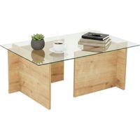 Dmora - Tavolino da salotto Teti, Tavolo basso da caffè, Portariviste per divano, Ripiano da soggiorno, 105x65h40 cm, Quercia