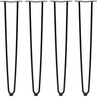 Zelsius Set de 4 jambes en épingle à cheveux 71 cm Pieds de table (noir)