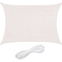 Relaxdays Sonnensegel rechteckig, 2 x 4 m, HDPE-Gewebe, UV-stabilisiert, konkav, Garten Segeltuch mit Spannseilen, weiß