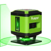 Huepar FL360G Fliesen Laser Grün, Kreuzlinienlaser für die Verlegung von Fliesen, Umschaltbar Selbstnivellierenden 360° Horizontaler Linie, 15m Arbeitsbereich Radius Überdacht, inkl. Halterung