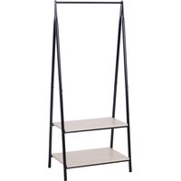 Perchero de pie con 2 estantes, barra para colgar y marco de acero 64x42.5x149cm Noir