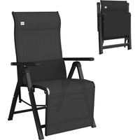 Chaise longue - Outsunny - inclinable avec dossier réglable sur 9 positions, coussin lombaire - textilène - 70 x 65 x 111 cm - noir
