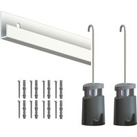 Cimaise Box PREMIUM Classic Rail Blanc Mat + Tiges 2mm - 200 cm - Kit tout en un Blanc laqué