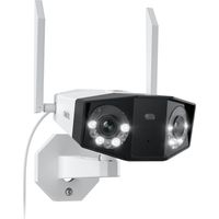 Reolink 4K Dual-Lens WLAN Überwachungskamera Aussen, 180° Ultra-Weitwinkel, Person-/Fahrzeug-/Haustier-Erkennung, 2,4/5 GHz WiFi, Farbnachtsicht, 2-Wege-Audio, Duo 2 WiFi