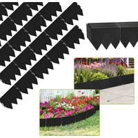 Jiubiaz Rasenkante 50 Stk. Beeteinfassung Beetumrandung 10 Meter in Schwarz - Garten Border aus stabilem Kunststoff mit integriertem Dreikant-Fuß (20x15 cm) UV-beständig