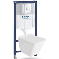 Vorwandelement Solido Start + Wand WC Lago Weiß + Verchromter Knopf Komplettset