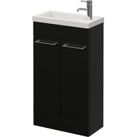 Napoli 250 Matt Black 500mm 2 Door Vanity Unit with Square Silvo Basin - 500mm - Chrome 160mm Handle