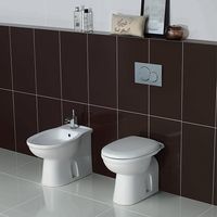 Rak Ceramics Paar wandbündige Oxford-Keramik-Sanitärkeramik 36x51 cm glänzend weiß - Con copri wc Standard