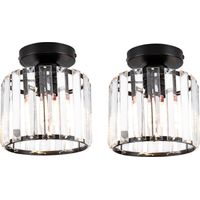 Modern Glass Round Ceiling Light, E27, Diameter 15 cm, Easy to Install, Black 2PCS