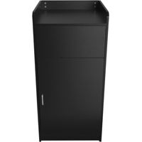 Papelera de Madera Negra y Soporte de Bandeja Comercial Restaurante Comedor Cafetería Cocina Contenedor Residuos Desecho Cubo de Basura Capacidad 100L Puerta Giratoria 90°+ Pegatinas de Vinilo Blancas