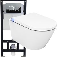 BERNSTEIN - Base de cerámica para inodoro japonés, pack completo para lavabo japonés - 38.4x59.3x38cm - Basic 1102 Modelo de cristal blanco Modelo de cristal blanco.