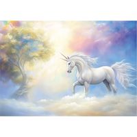 Papier peint enfant fille licorne ciel intissé 400x280 cm mural chambre enfant grand format