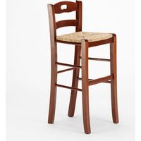 Taburete alto de madera con asiento de paja Hamburg bar pub y cocina