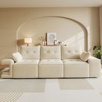 Canapé 3 places modulable beige avec rangement et espace animal