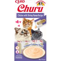 Inaba Ciao Churu Katzenleckerli 4x14g - Huhn mit Garnelen 4x14g (56g)