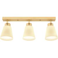 Plafonnier LED 40 W, lampe de plafond à double fixation et têtes orientables à 90° avec 3 douilles E27, bois naturel