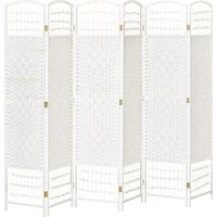 Biombo de 6 Paneles Separador de Ambientes Plegable de Fibra de Papel para Dormitorio Salón 242x170 cm Blanco