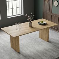 Table à manger extensible 140/200x90 cm avec coins carrés et plateau épais, table à manger oval chêne pour 6 à 8 personnes