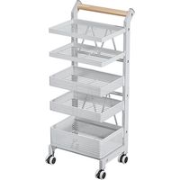 Chariot à roulettes de rangement mobile 5 niveaux – En métal antirouille – Dimensions 42x32x69CM – Pour cuisine, salle de bains, bureau