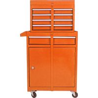 Coffre de rangement orange 5 tiroirs, sur roulettes, avec plateau amovible et étagères ajustables, caisse à outils mobile pour atelier
