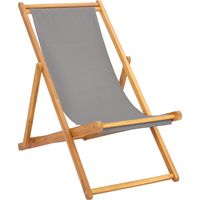 vidaXL Beach Chair Light Grey Solid Teak Wood