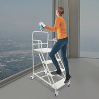 4-Stufige Industrie-Lagertreppe Treppe Mit Rädern Rolltreppe 400kg/881.85 lbs