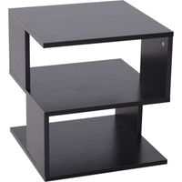 Mesa auxiliar cuadrada 3 niveles 3 estantes abiertos almacenaje 40x40x43 cm Noir