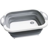 Multi-functional cutting board, portable and foldable sink, drain basket
