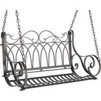 DanDiBo Hängebank Metall Braun Wetterfest Schaukel mit Ketten Hängesessel 18688 2 Sitzer Gartenbank
