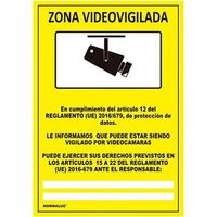 Señal zona video vigilada 625esp 210x297 pvc rd30042