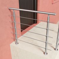 Ocean Sanitaire – Garde-corps inox 201 120 cm – 5 traverses + main courante – Résistant aux intempéries – Pour balcons, escaliers, terrasses