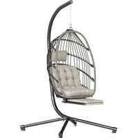 Fauteuil suspendu - Outsunny - avec support et repose-pieds - pliant intérieur extérieur - coussin doux - gris clair