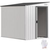 Capanno Attrezzi in Metallo 1.5x2m con Base, Porta Scorrevole e Tetto Inclinato, Bianco