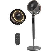 Ventilateur sur pied silencieux 20 dB, oscillation automatique 70°+90°, 12 vitesses, lumière LED et minuterie 12H