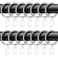 Lot de 50 anneaux de rideaux en métal et 50 crochets à rideaux en plastique, diamètre intérieur 32 mm pour rideau de fenêtre, rideau de douche
