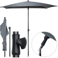 Parasol rettangolare grigio 125 x 200 cm con supporto resistente