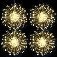Outdoor/Indoor Fairy Lights for Christmas Decoration,LED Fireworks String Lights with 8 Modes,Remote Control,120LED(4PCS)