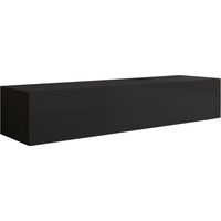 Muebles Bonitos – Meuble TV suspendu 1 porte – Dimensions 160x30x40cm – Finition en mélamine mate et MDF brillant – Système d'ouverture push-click