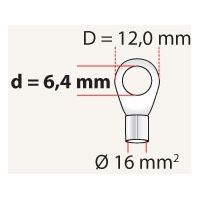 Cosse annulaire 35 mm² / D=15,7 mm / d=8,4 mm rouge
