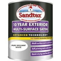 Sandtex 10 Year Exterior Multi Surface Satin - Brilliant White - 750ml