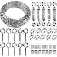 30m Stainless Steel Rope Hanging Kit, Wire Rope Kit, 2mm Coated Stainless Steel Rope, With M5 Rope Tensioner And Eye Hooks, For Climbing Plants, Raili