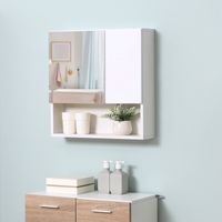 Armadietto Specchiera Bagno, Specchio Bagno Contenitore con Fissaggio a Muro, 54x15x55cm, Bianco
