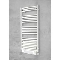 Elektrischer Handtuchwärmer + Gebläse 1000W - Capitole 2 - Epoxidbeschichtung - gebogen - weiß H1210 L550 - 700W
