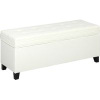 Banco de Almacenaje con 2 Bisagras de Seguridad Tapa Abatible para Dormitorio Salón 120x40x48 cm Crema