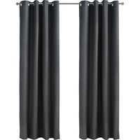 Juego de 2 cortinas opacas aislantes con ojales, para salón y dormitorio, 140x244 cm (gris oscuro)