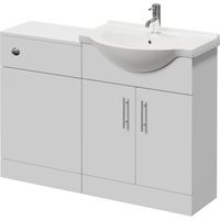 Alexander James Gloss White 1150mm 2 Door Vanity Unit Toilet Suite - 1150mm - Chrome 96mm Knurled Bar HandleWithout James Toilet Pan
