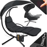 Fauteuil suspendu pare-soleil avec protection UV en acier noir